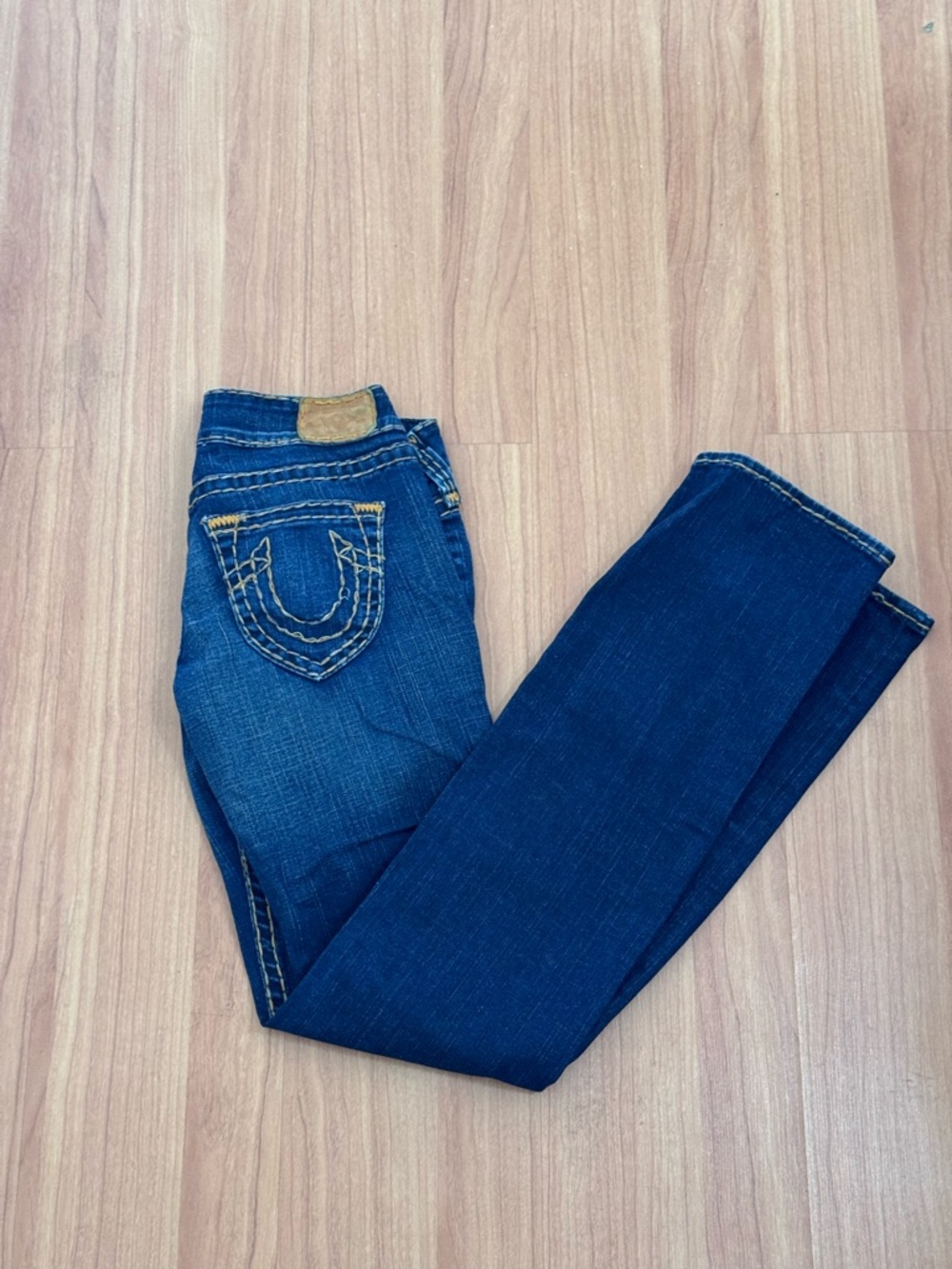 True Religion Bootcut Jeans Size 28 Dark Wash Contrast Stitch